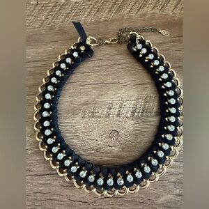Women's Black & Gold Crystal Statement Necklace